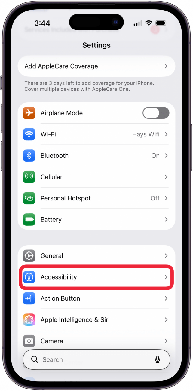 tap accessibility in settings tap accessibility in settings