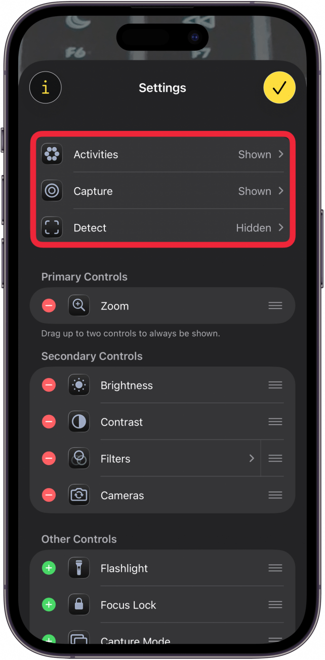 tap activities, capture, or detect