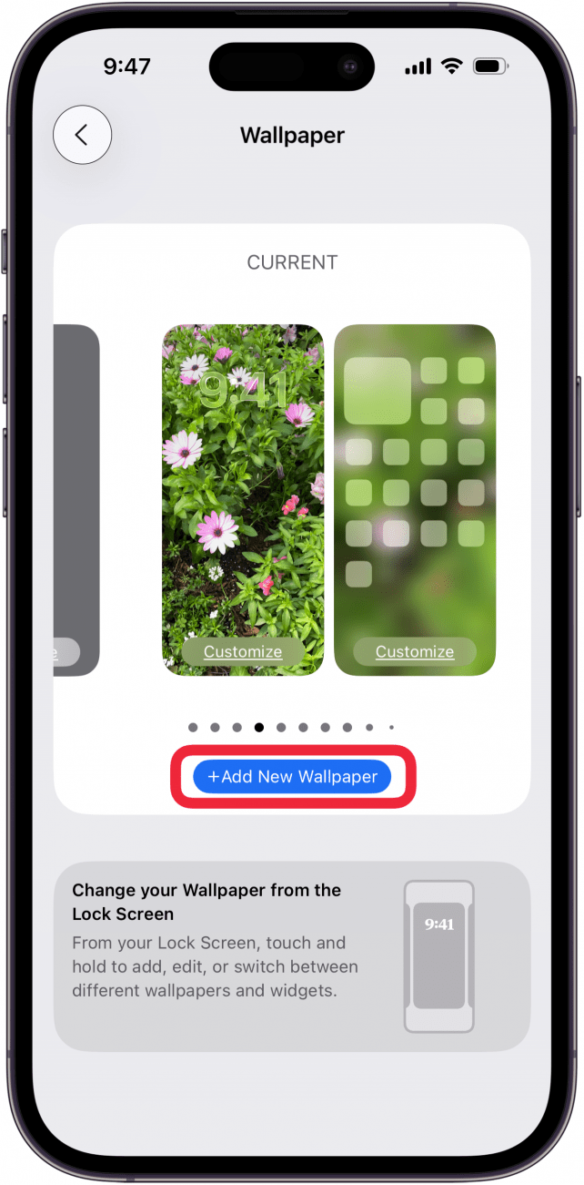 tap add new wallpaper