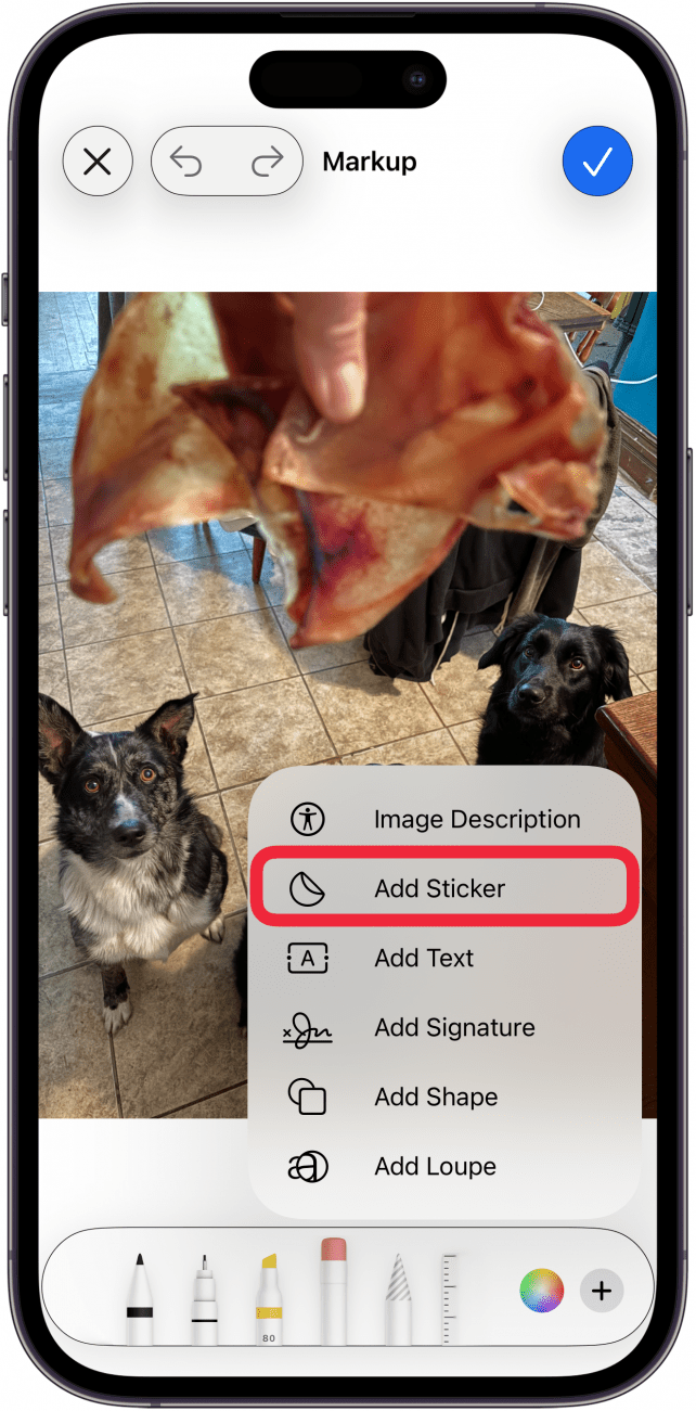 tap add sticker