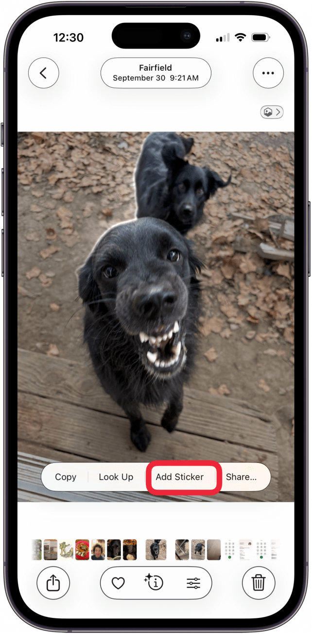 tap add sticker in menu