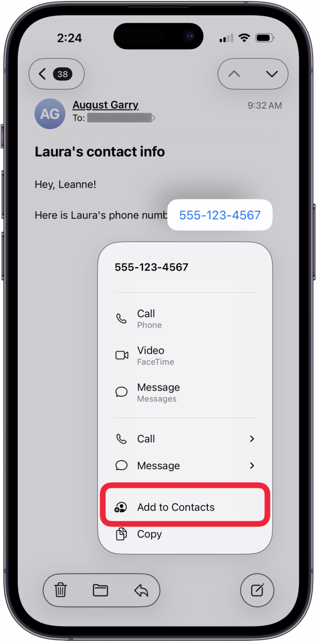 tap add to contacts