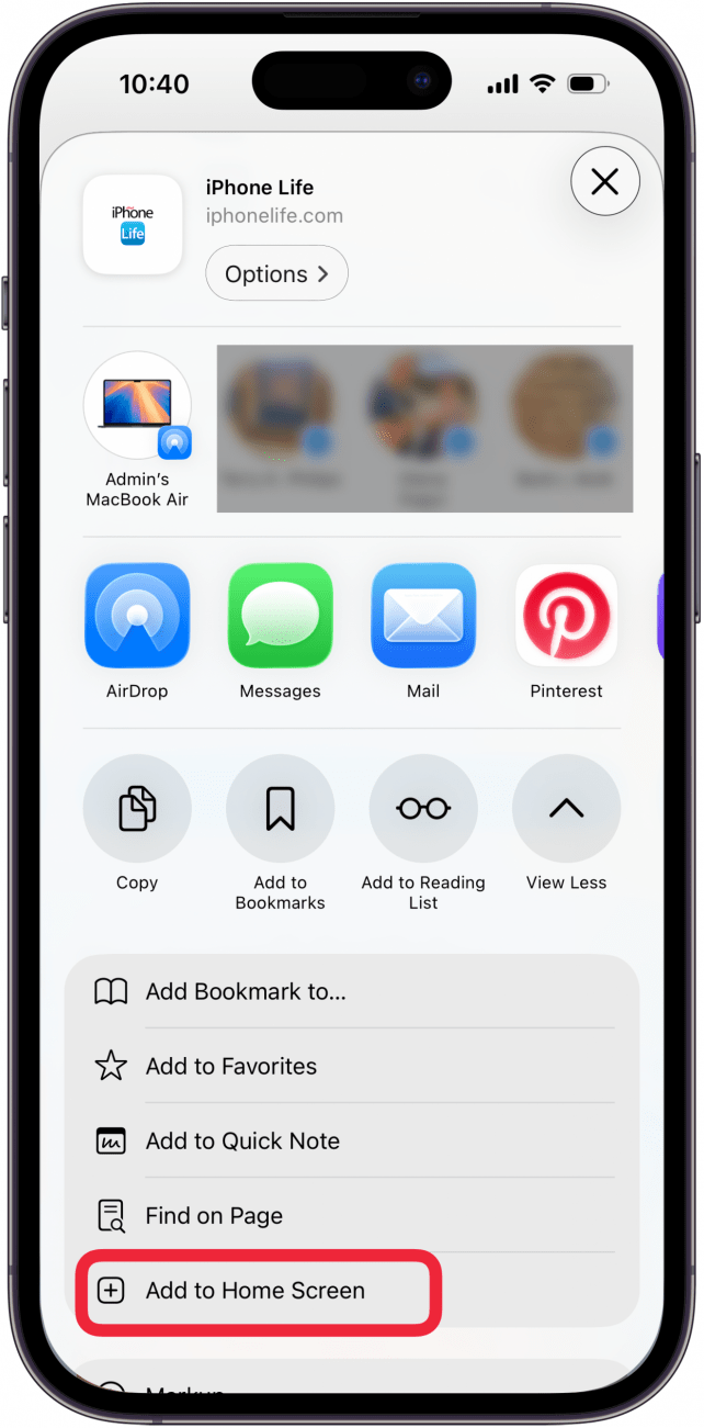 tap add to home screen