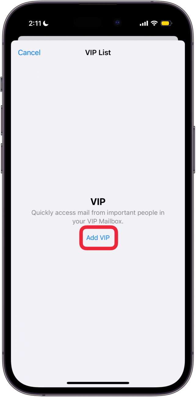 tap add vip to add to vip list
