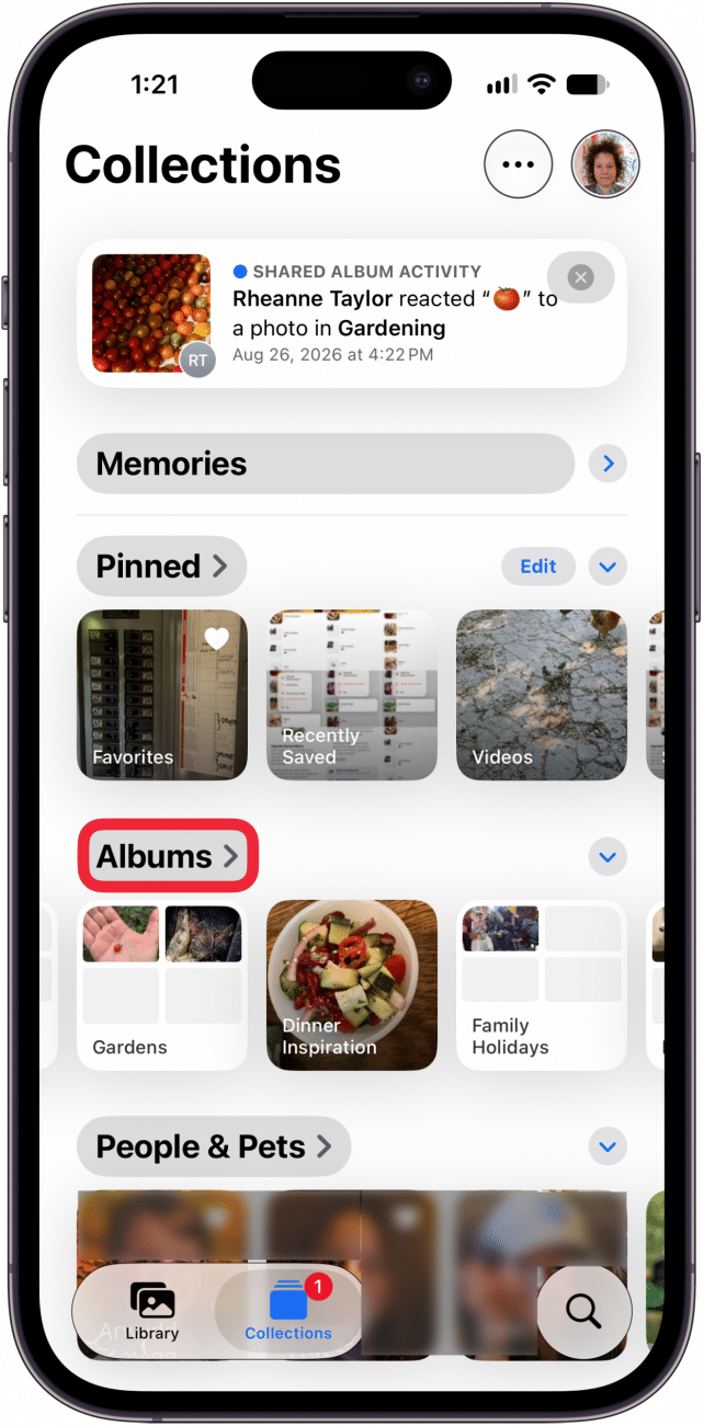 tap albums in photos