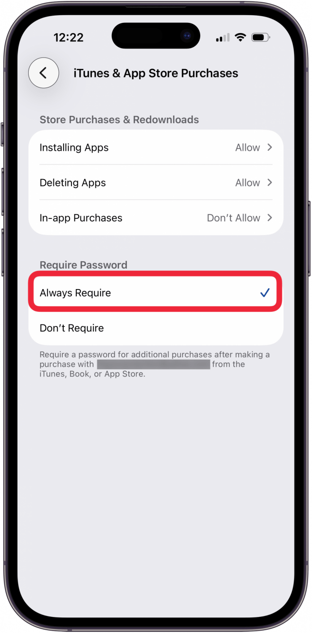 tap always require under require password