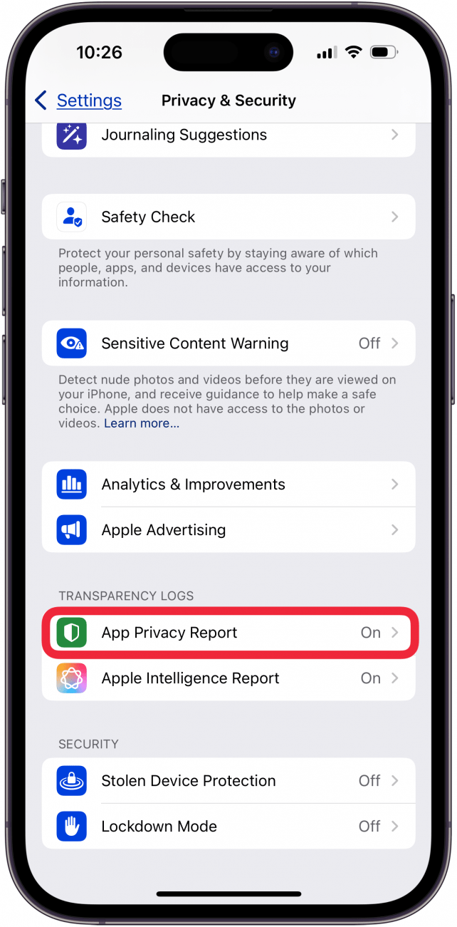 tap app privacy report