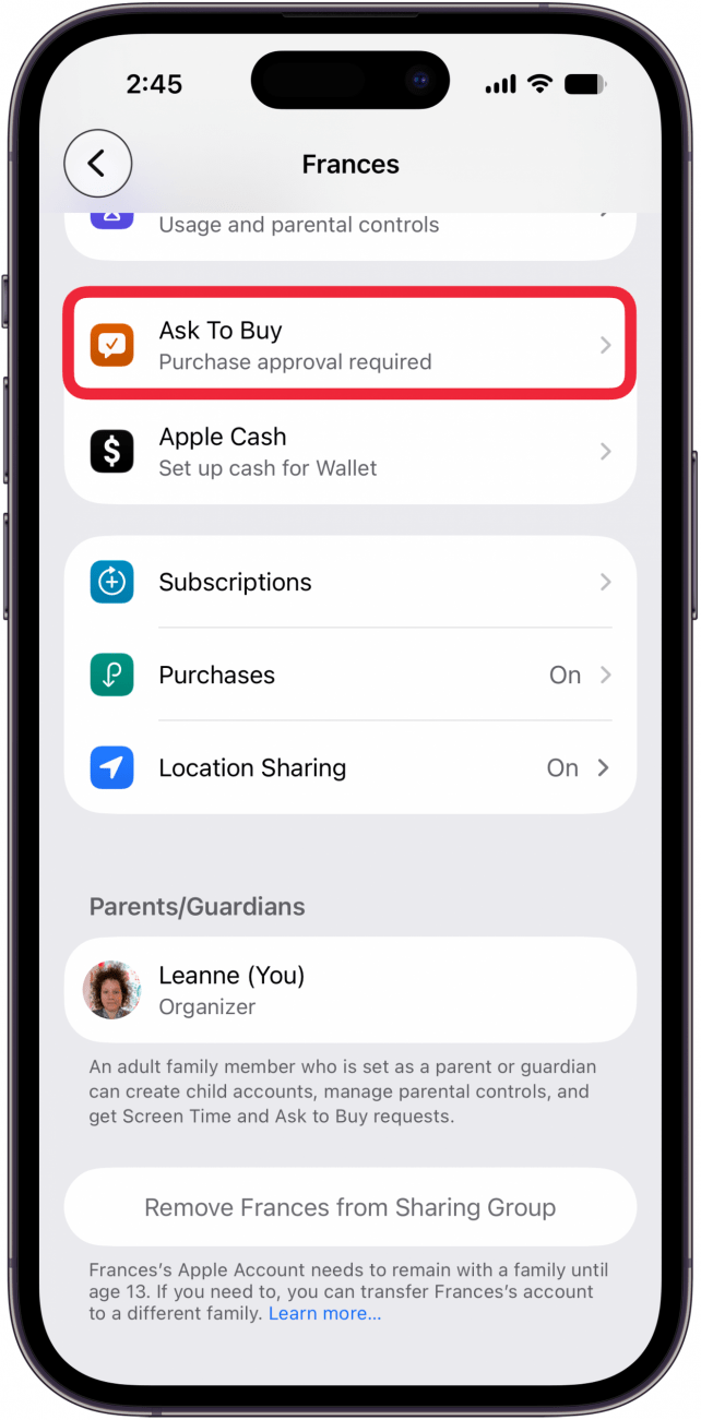 tap ask to buy