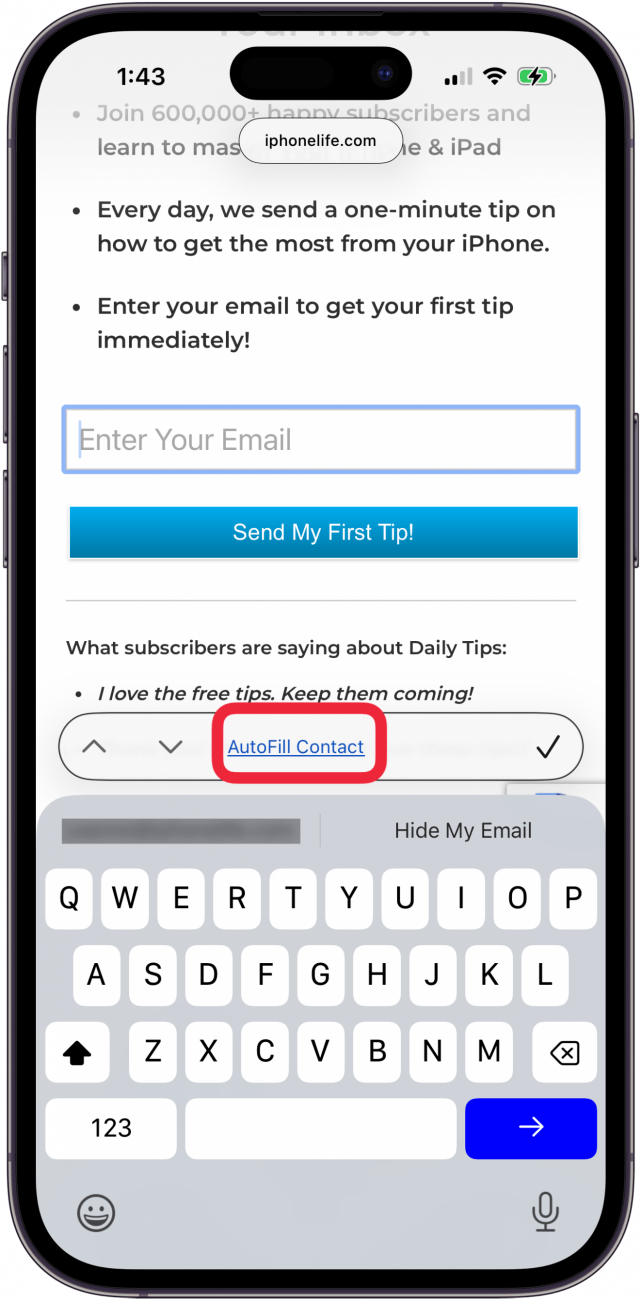 tap autofill contact to enter your info tap autofill contact to enter your info