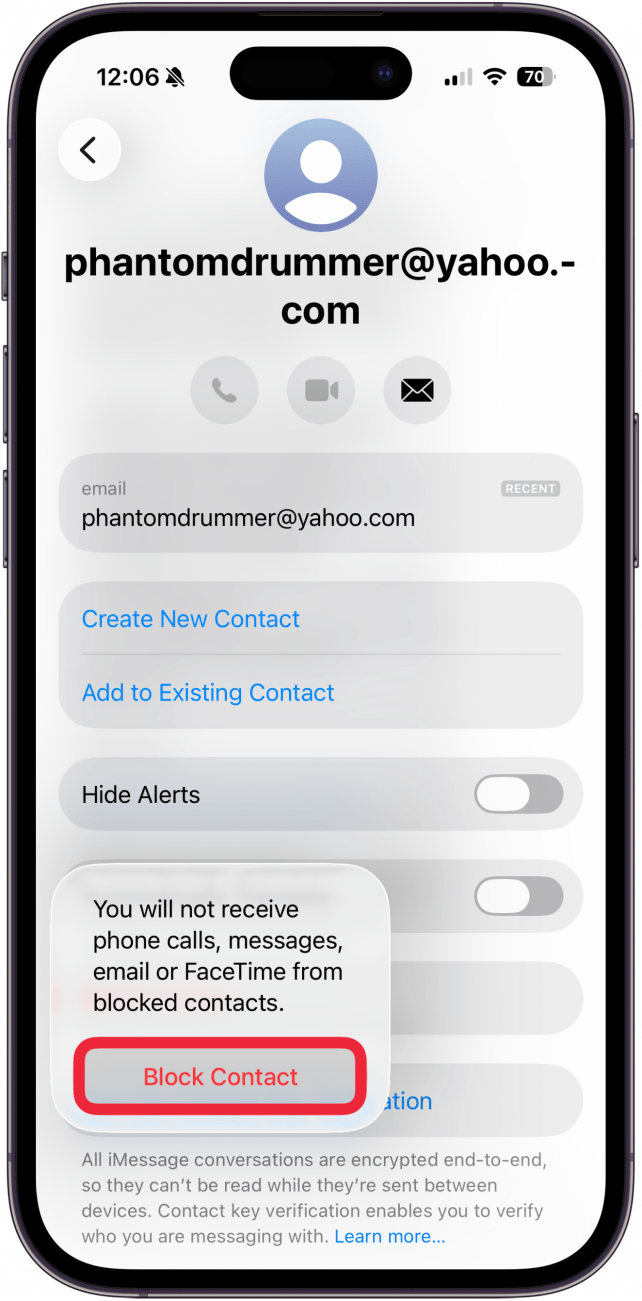 tap block contact again