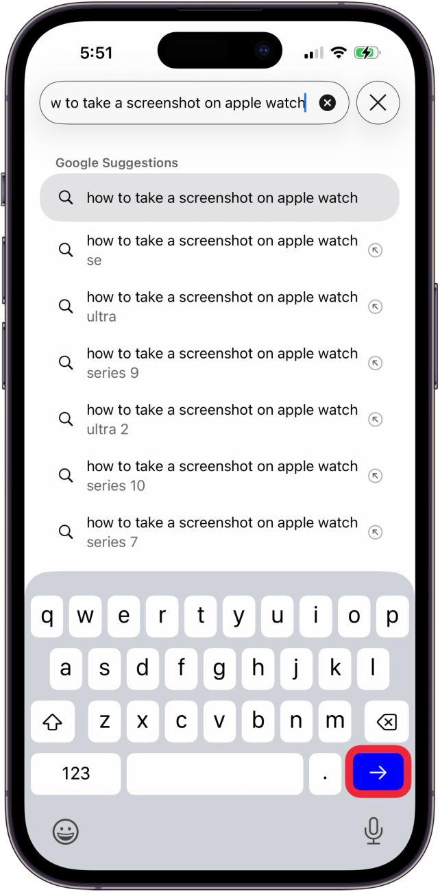 tap blue arrow to do google search