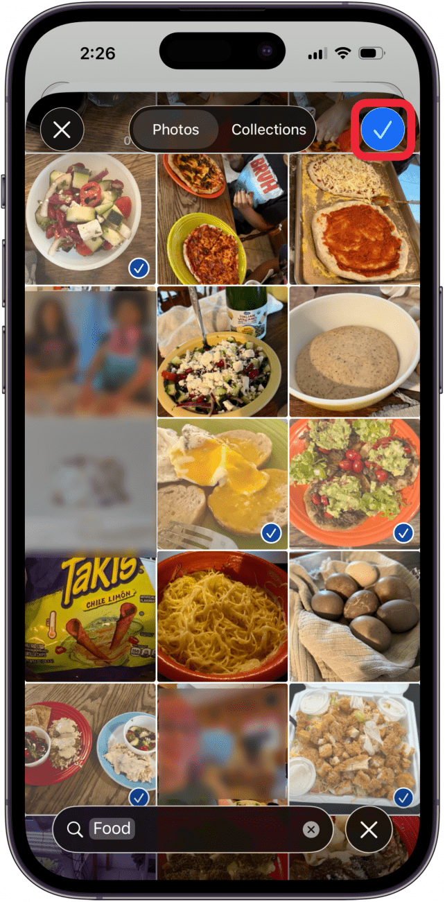 tap blue check mark to add photos tap blue check mark to add photos