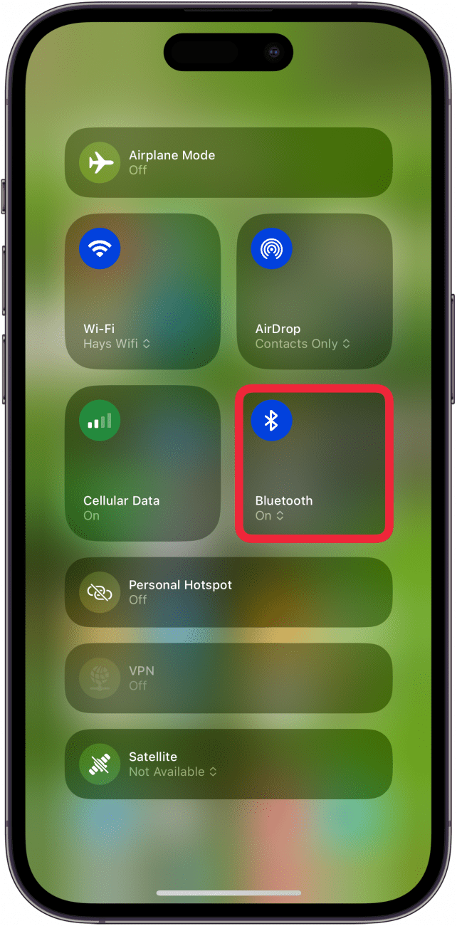 tap bluetooth icon again