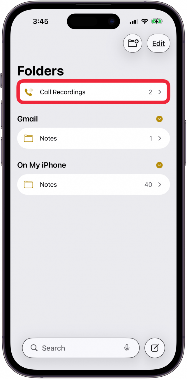 tap call recordings folder