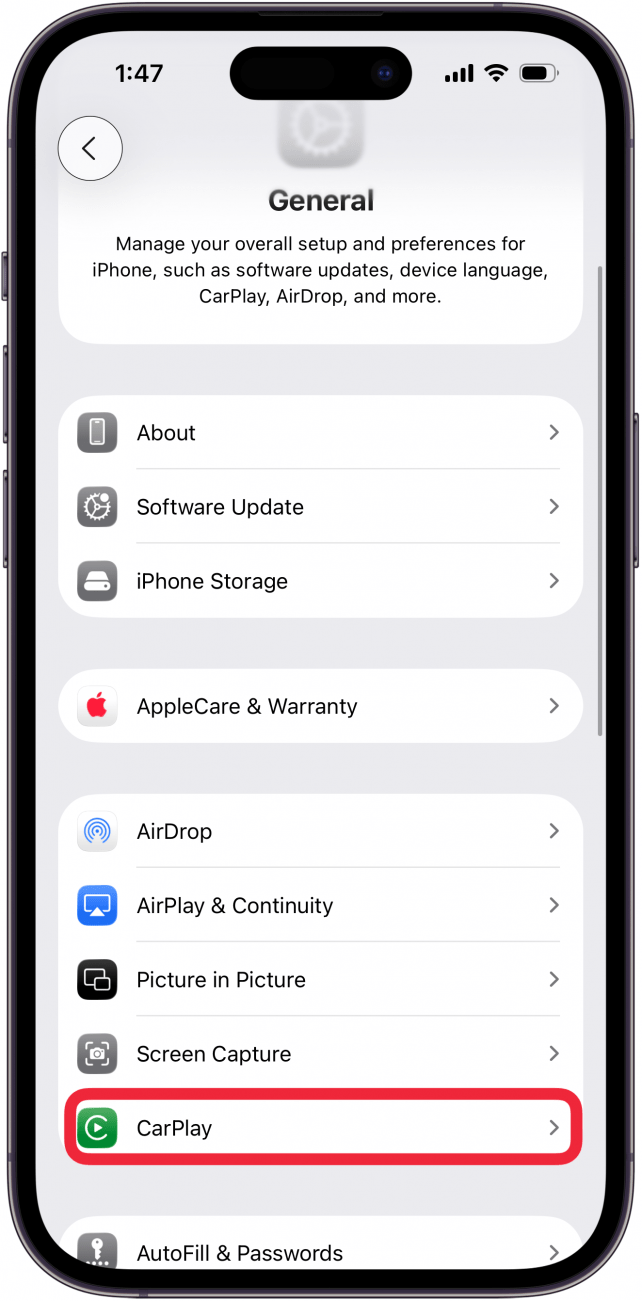 tap carplay in general settings tap carplay in general settings