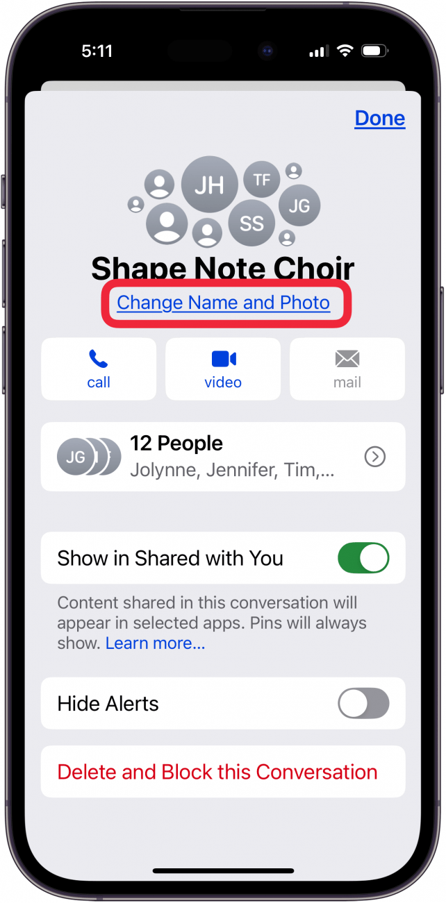 tap change name and photo again