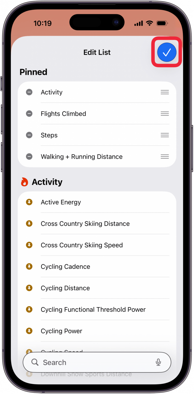 tap check mark when done choosing activity to track tap check mark when done choosing activity to track