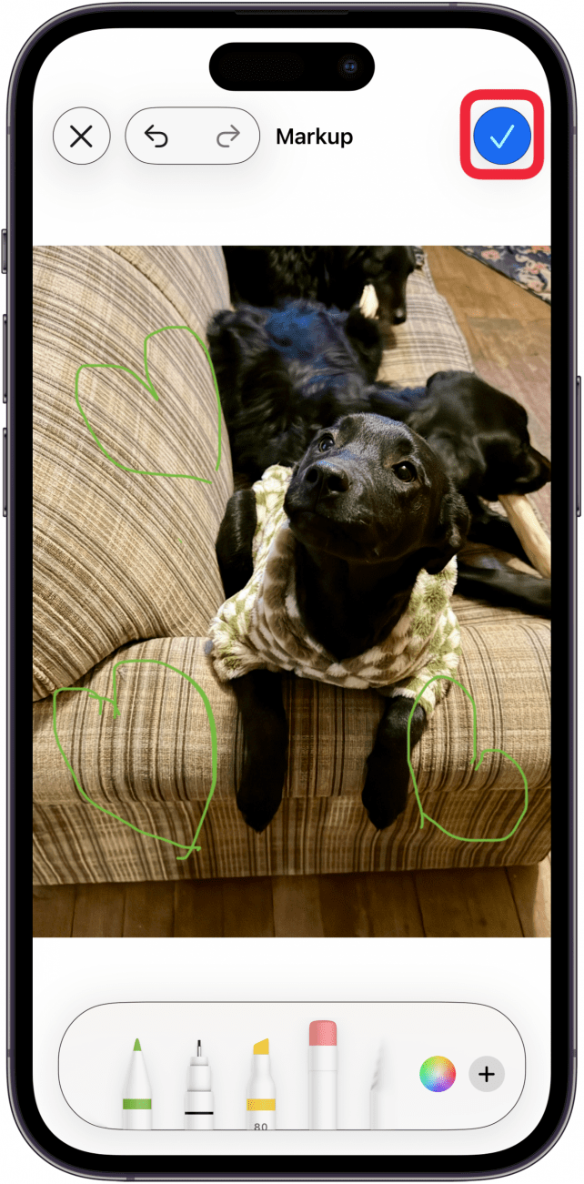 tap check mark when done drawing