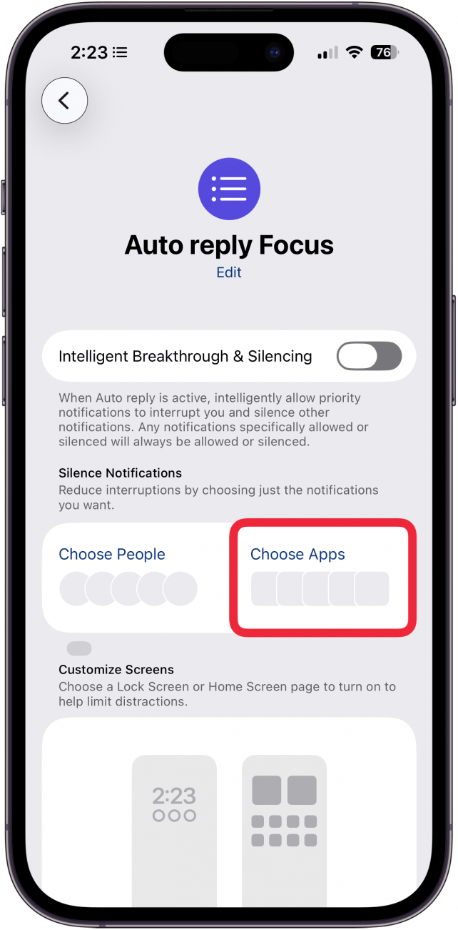 tap choose apps