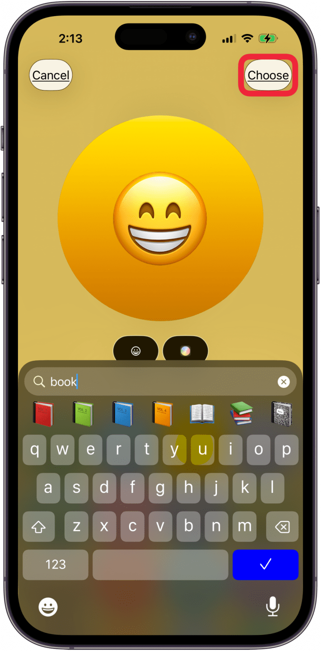 tap choose to choose emoji