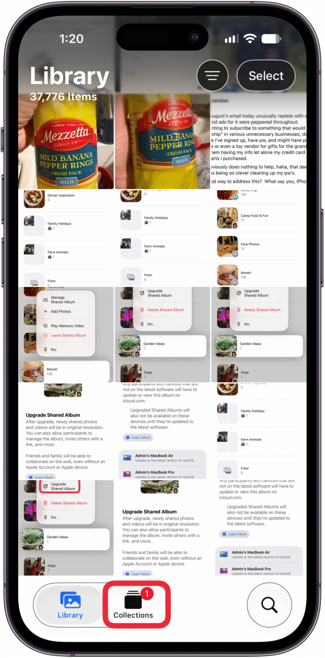 tap collections in photos