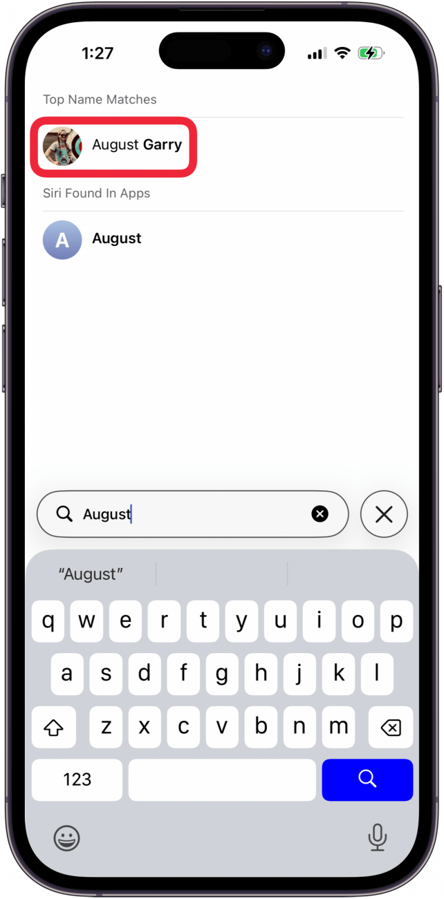 tap contact name in contacts app