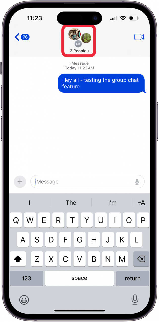 tap contacts at top of page to name group chat