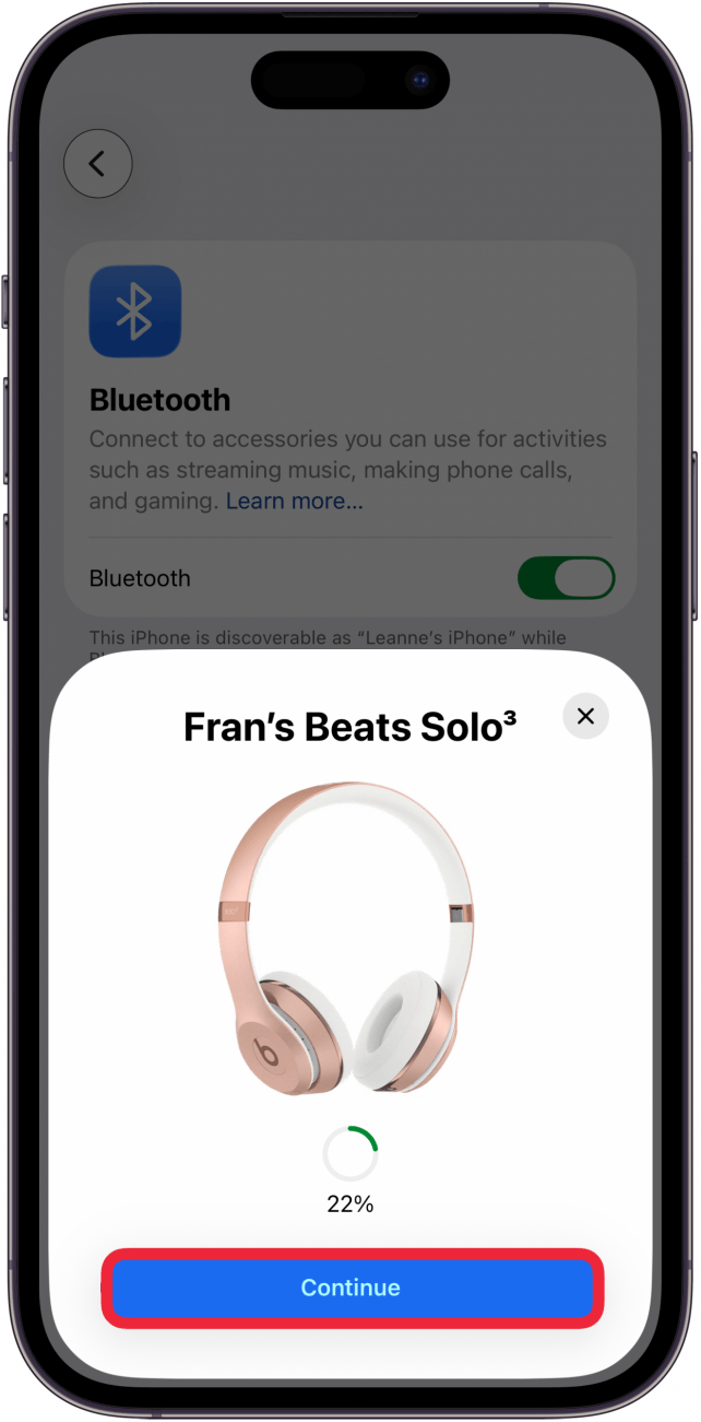 tap continue to use bluetooth device