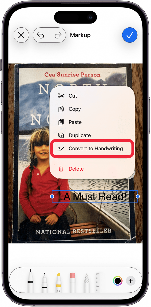 tap convert to handwriting