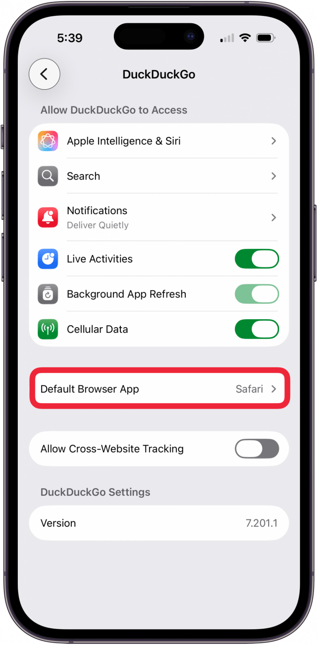 tap default browser app
