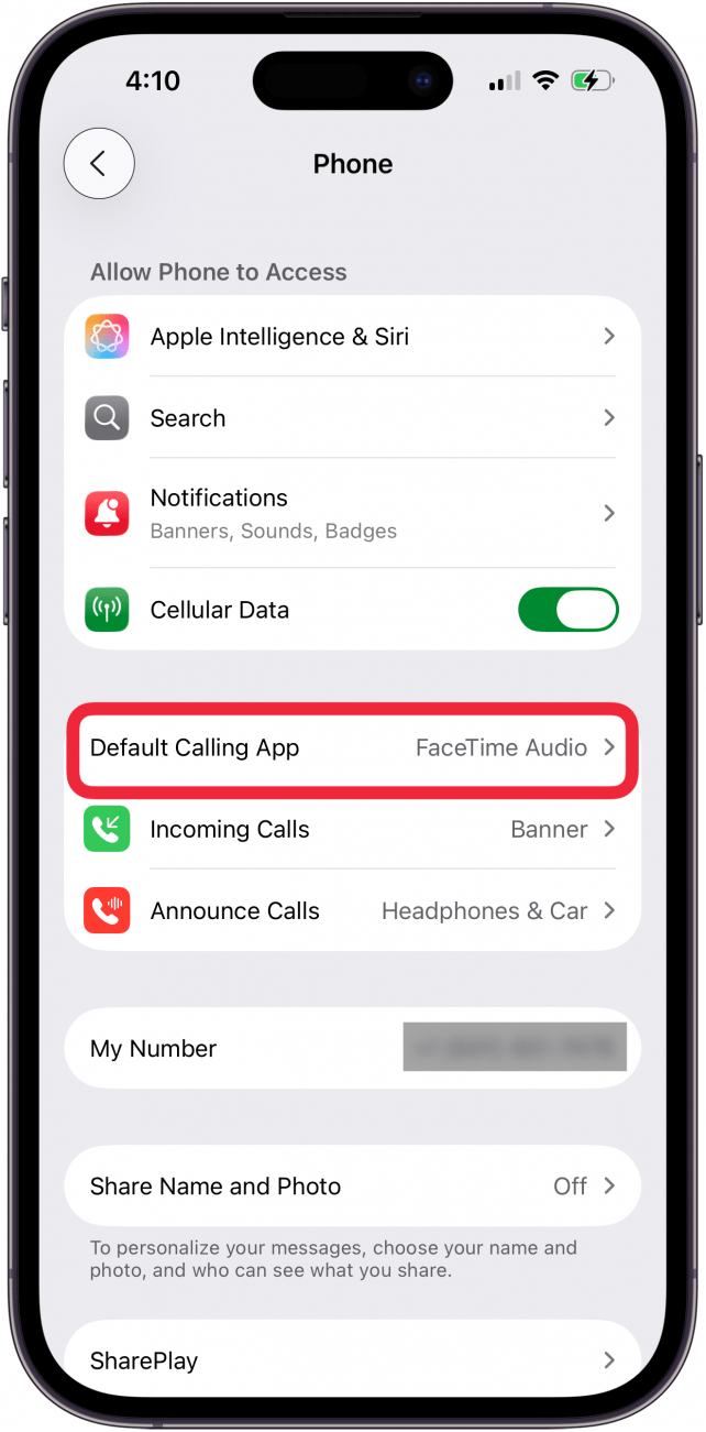 tap default calling app