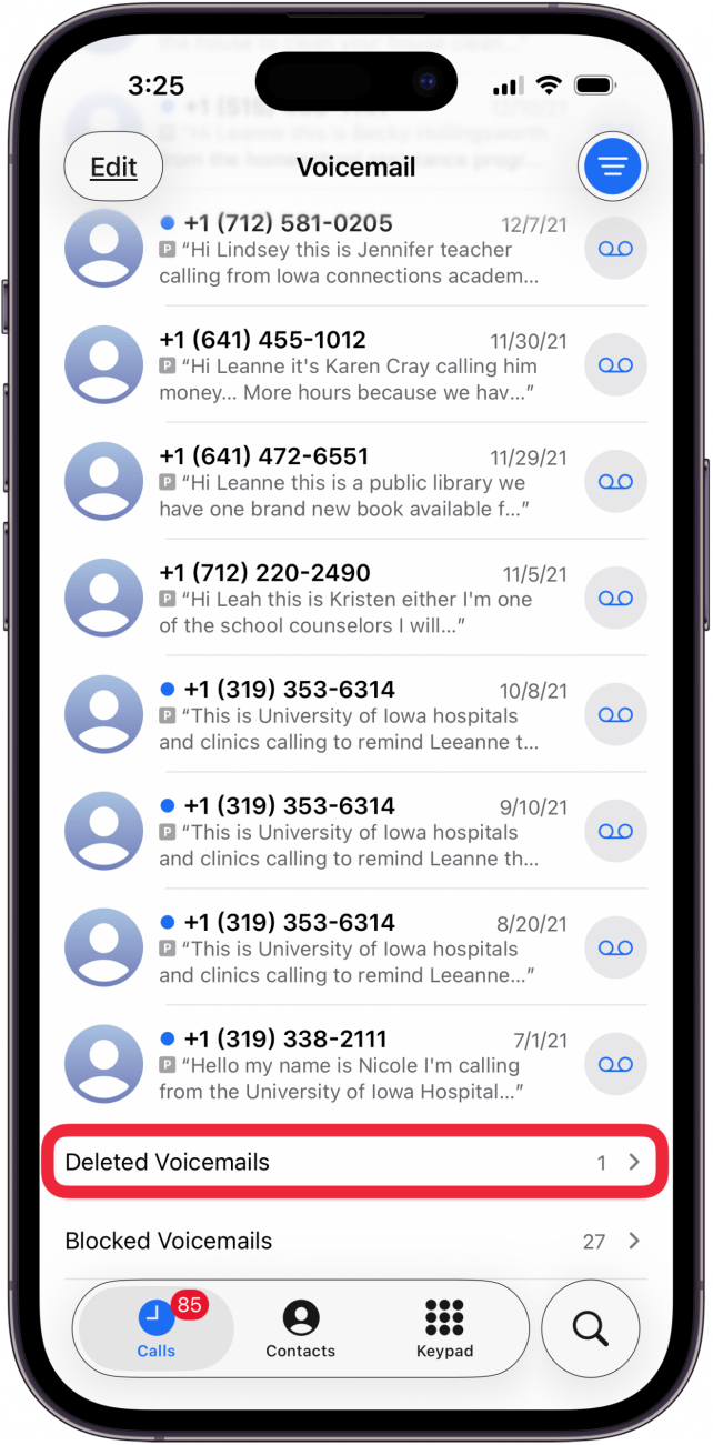 tap deleted voicemails tap deleted voicemails