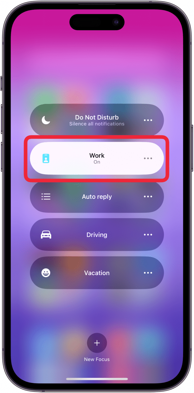 tap do not disturb or focus mode if notifications silenced on iphone