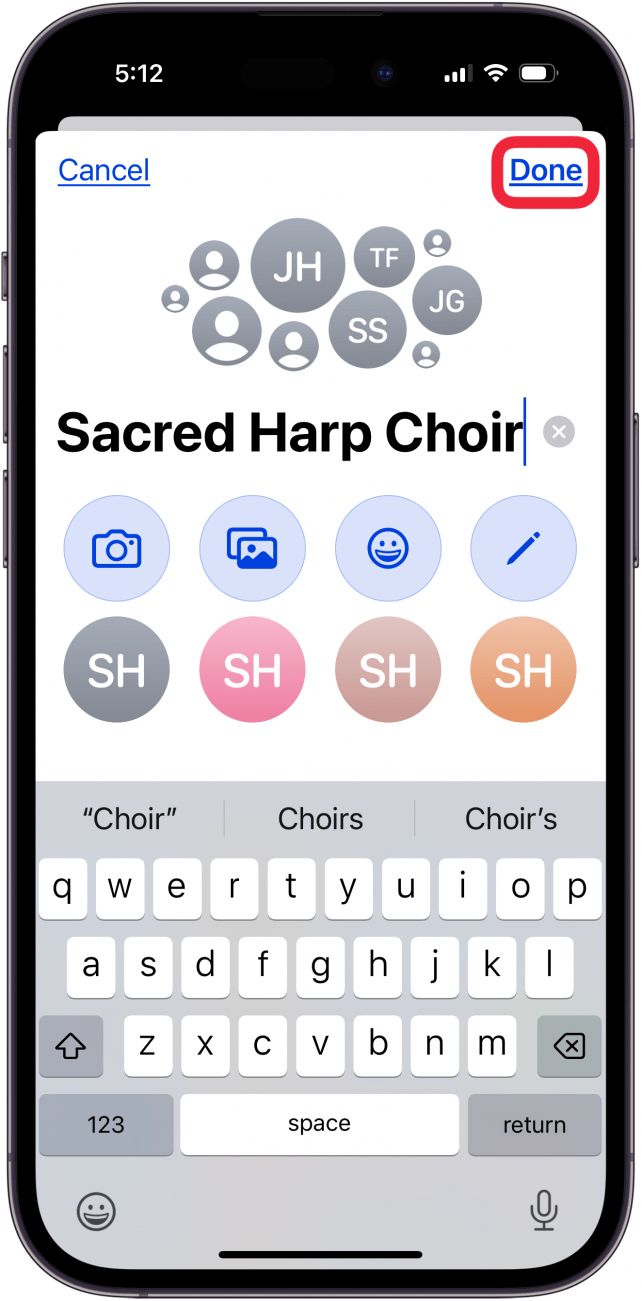 tap done after you rename group chat tap done after you rename group chat