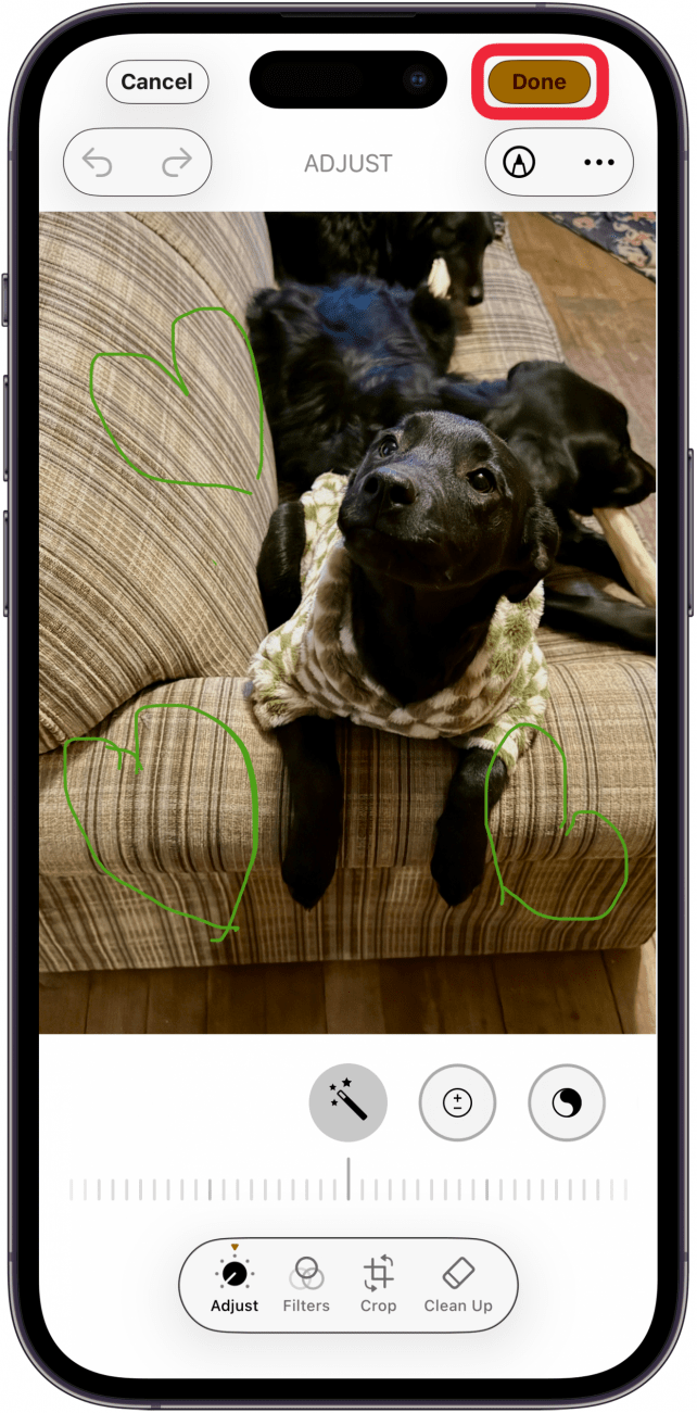 tap done to save photo with drawing