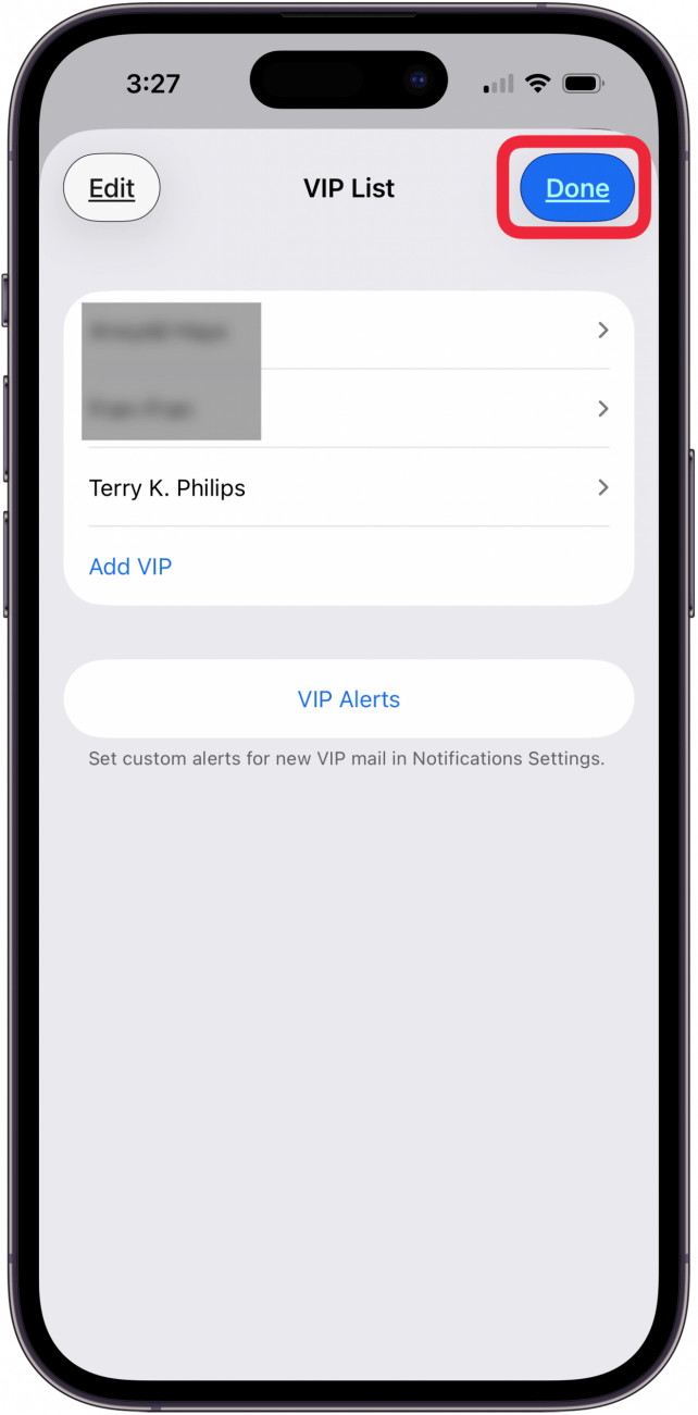 tap done when contact is added to vip