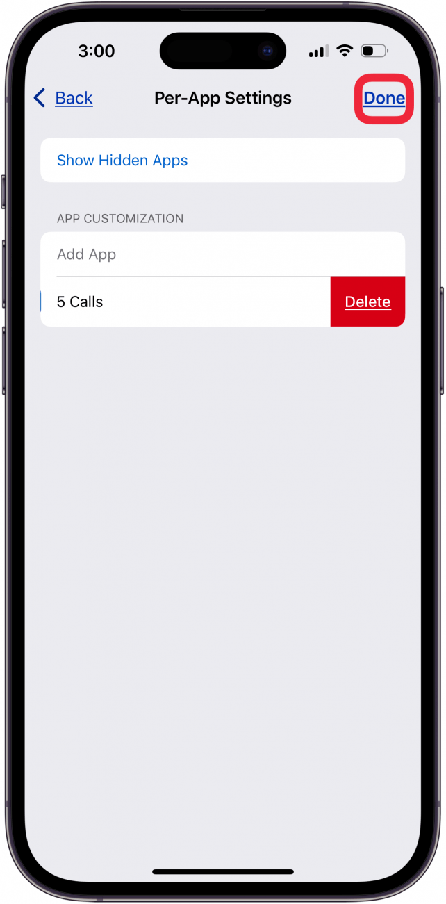 tap done when finished editing app accessibility settings options