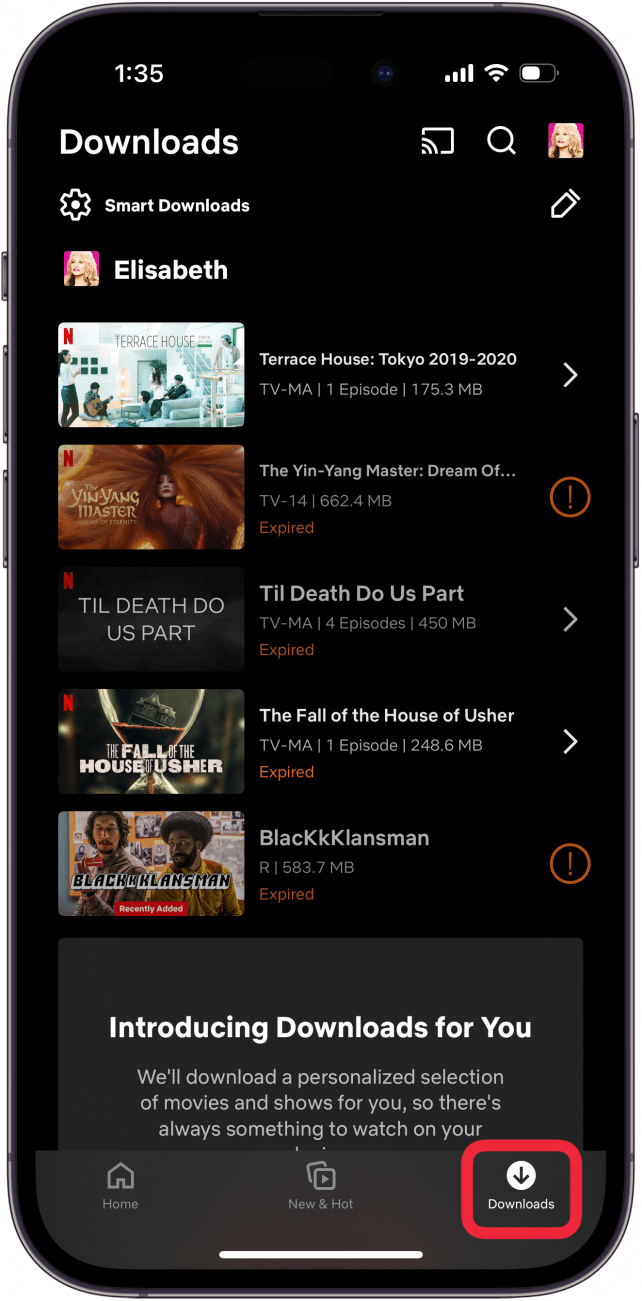 tap downloads to watch downloaded movies on iphone or ipad