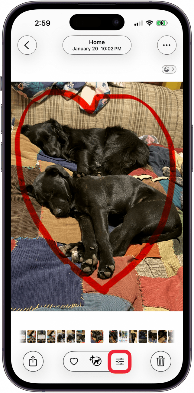 tap edit icon on photo