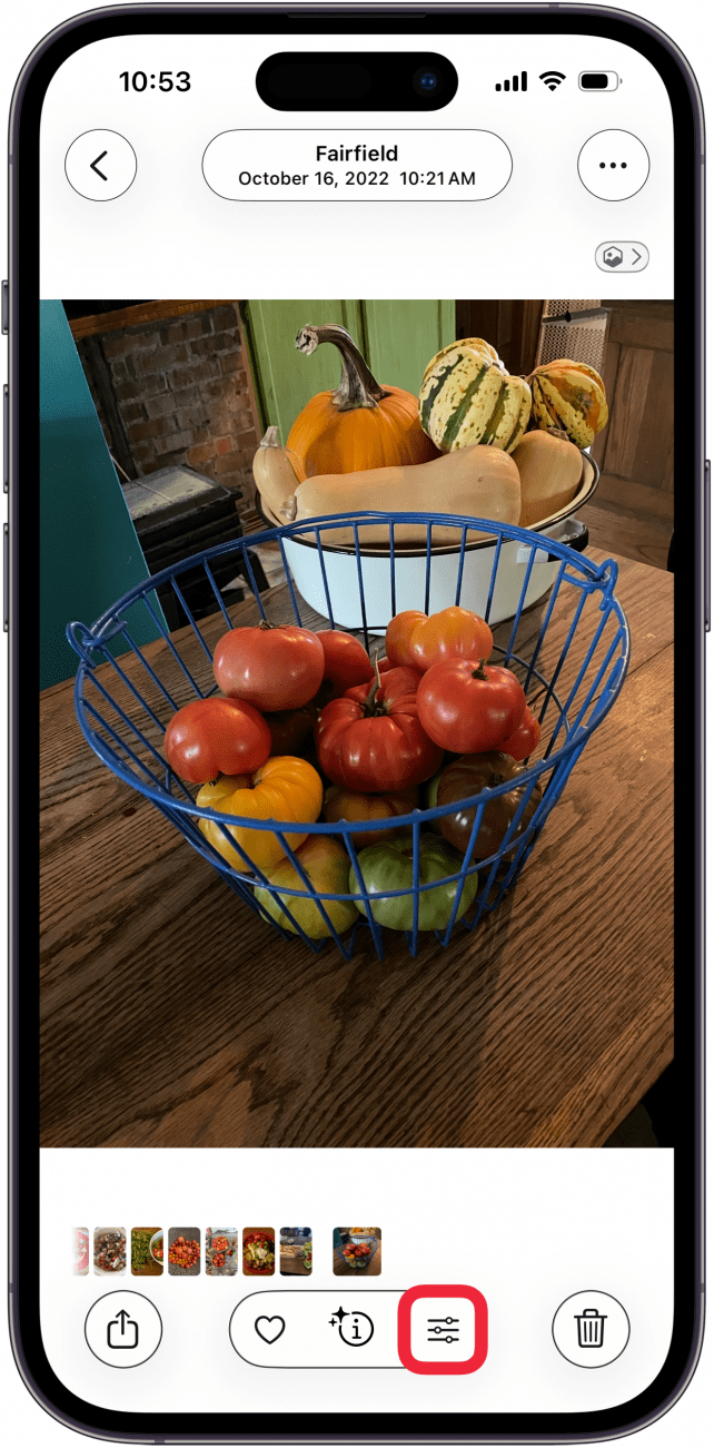 tap edit icon under photo