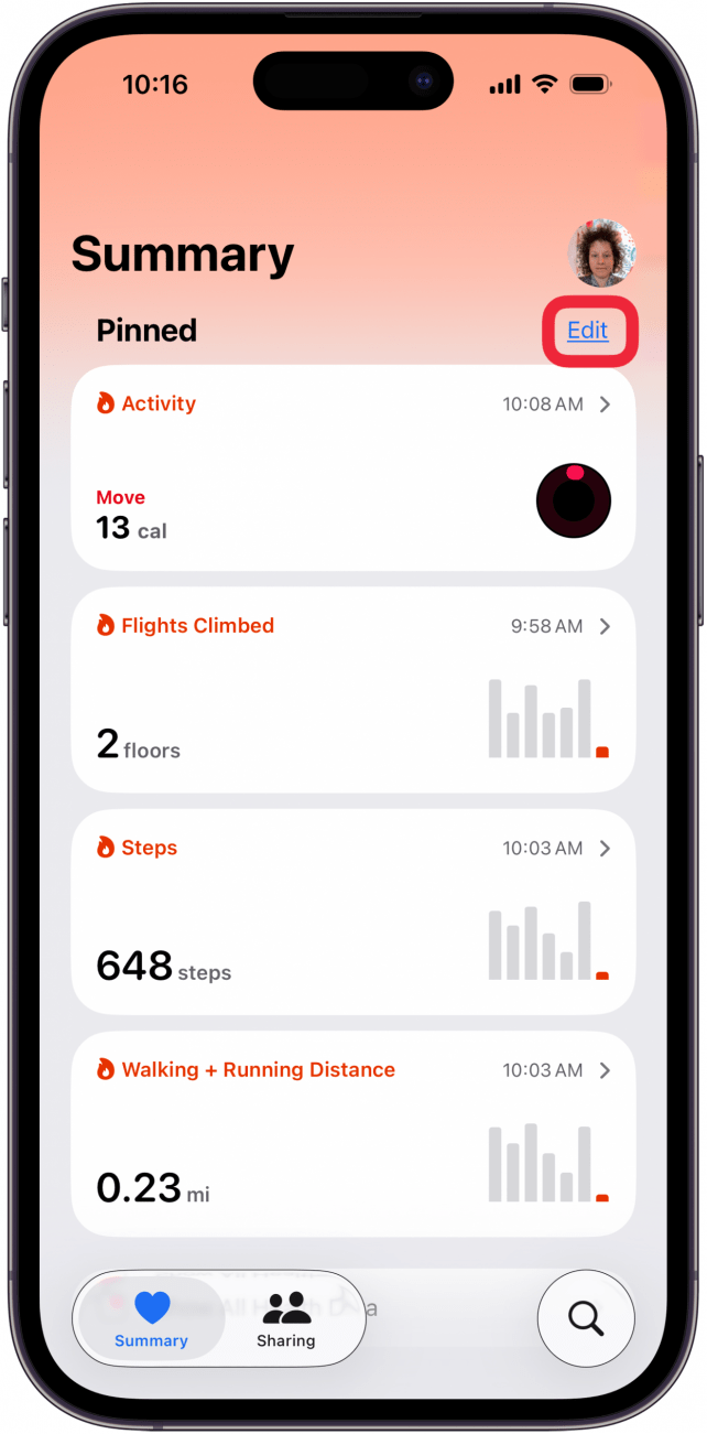 tap edit next to pinned tap edit next to pinned