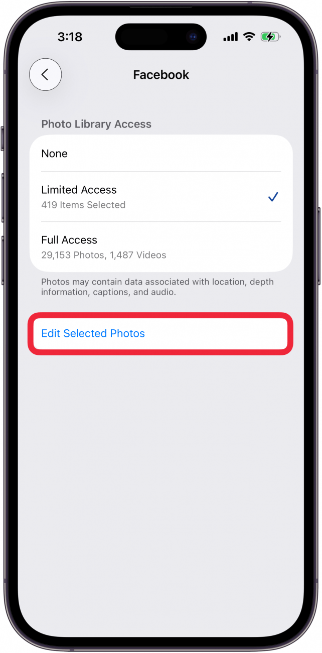 tap edit selected photos