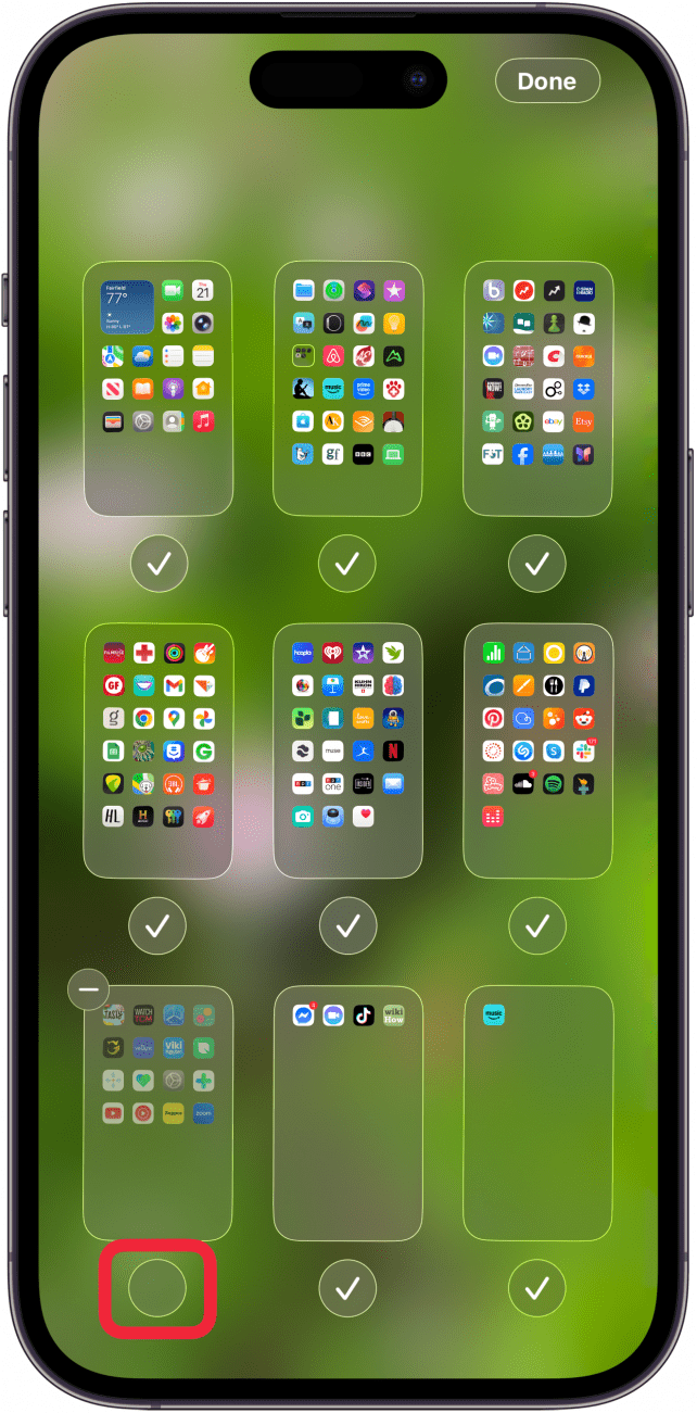 tap empty dot to reveal hidden home screen