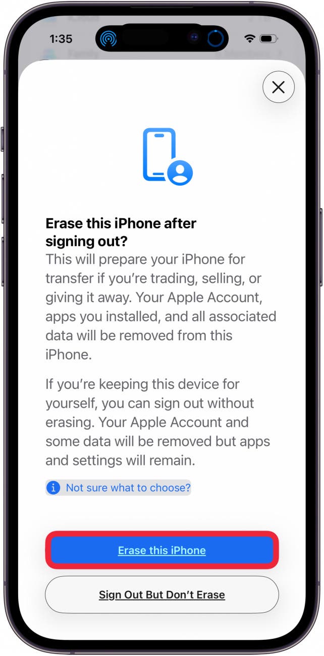 tap erase this iphone