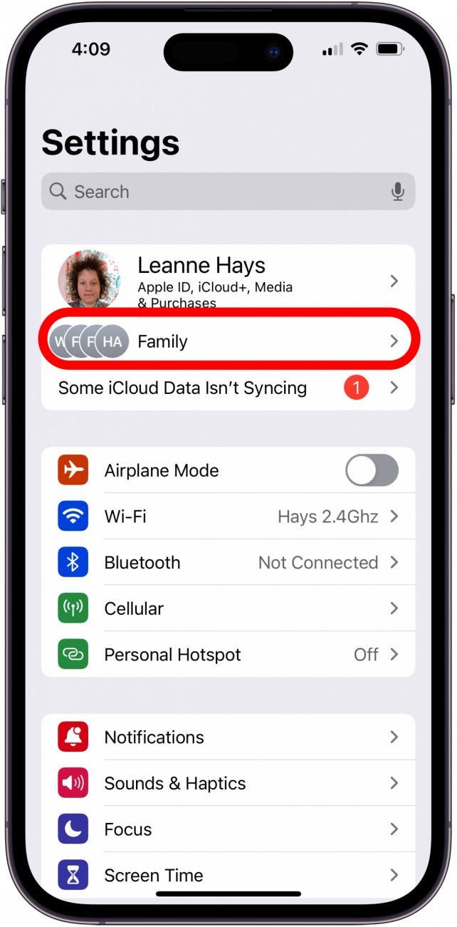 tap family to remove your ex from family sharing group