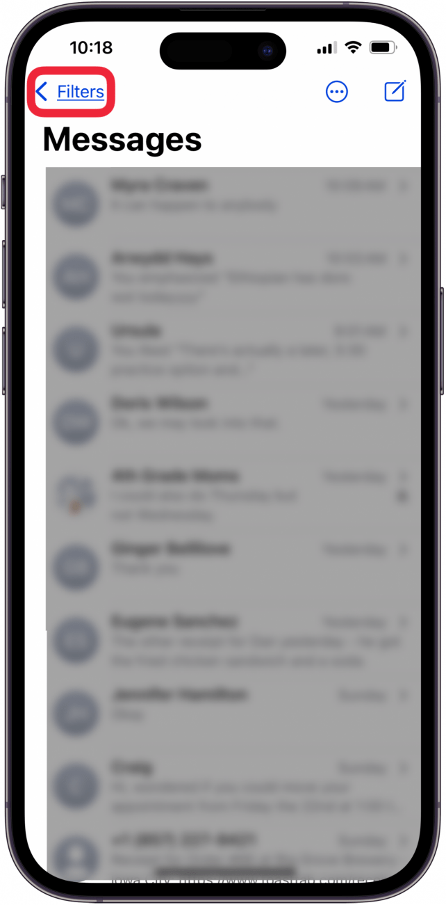 tap filters to delete recently deleted texts iphone