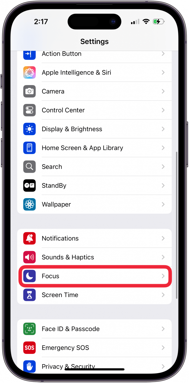 tap focus in iphone settings