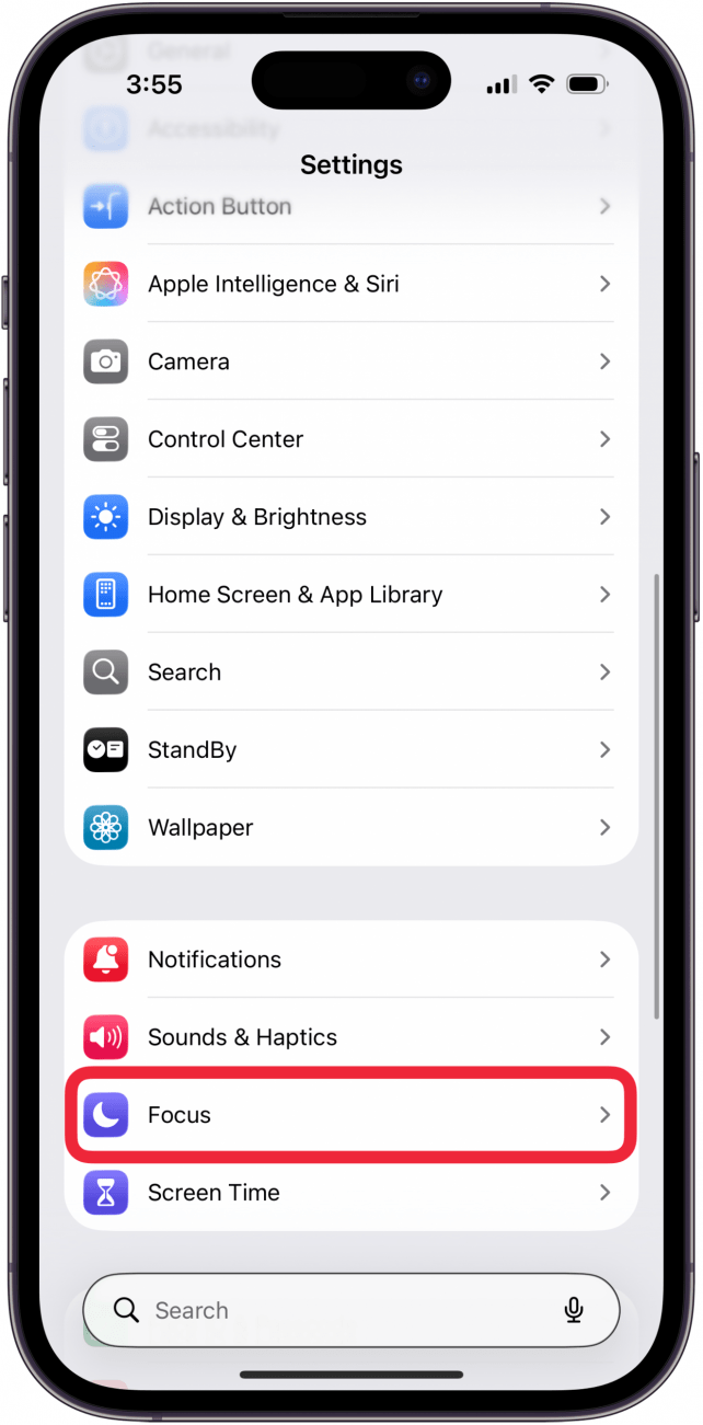 tap focus in iphone settings