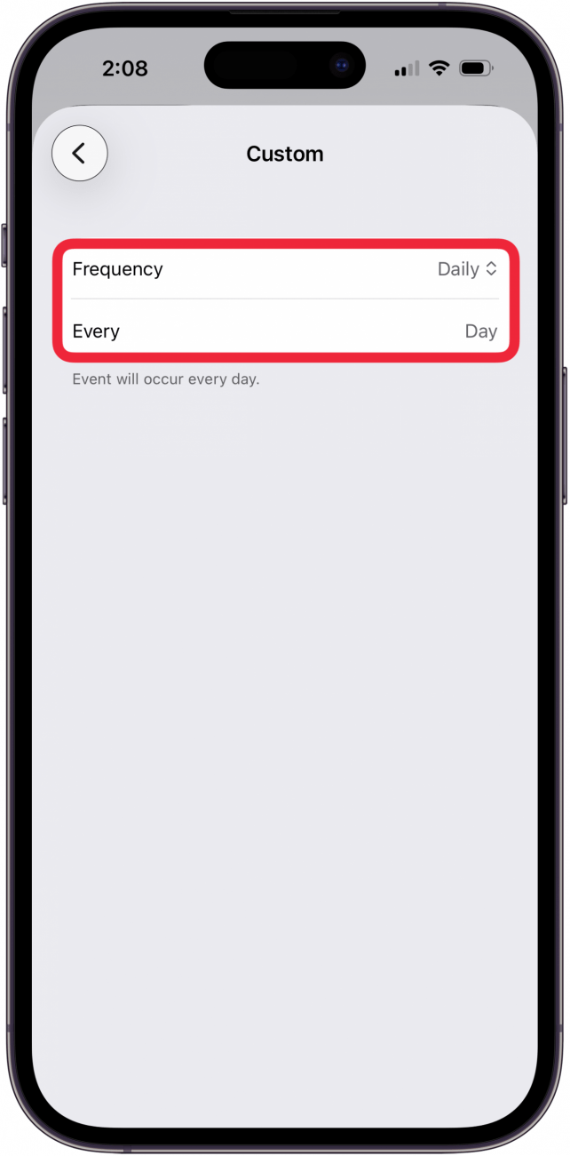 tap frequency or every