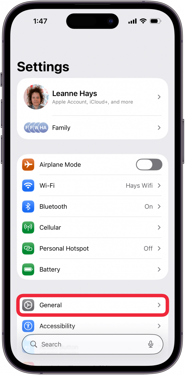 tap general in iphone settings tap general in iphone settings